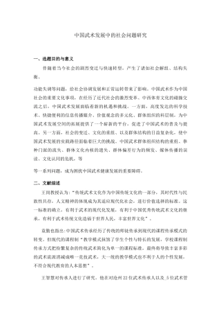 中国武术发展中的社会问题研究分析  工商管理专业