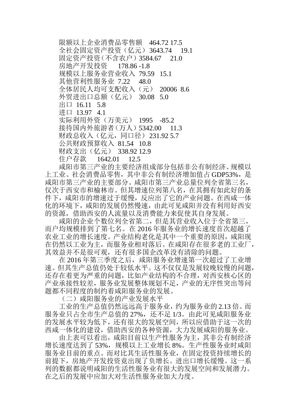 西咸一体化背景下咸阳服务业的发展现状、存在问题及对策分析研究  社会管理学专业_第3页