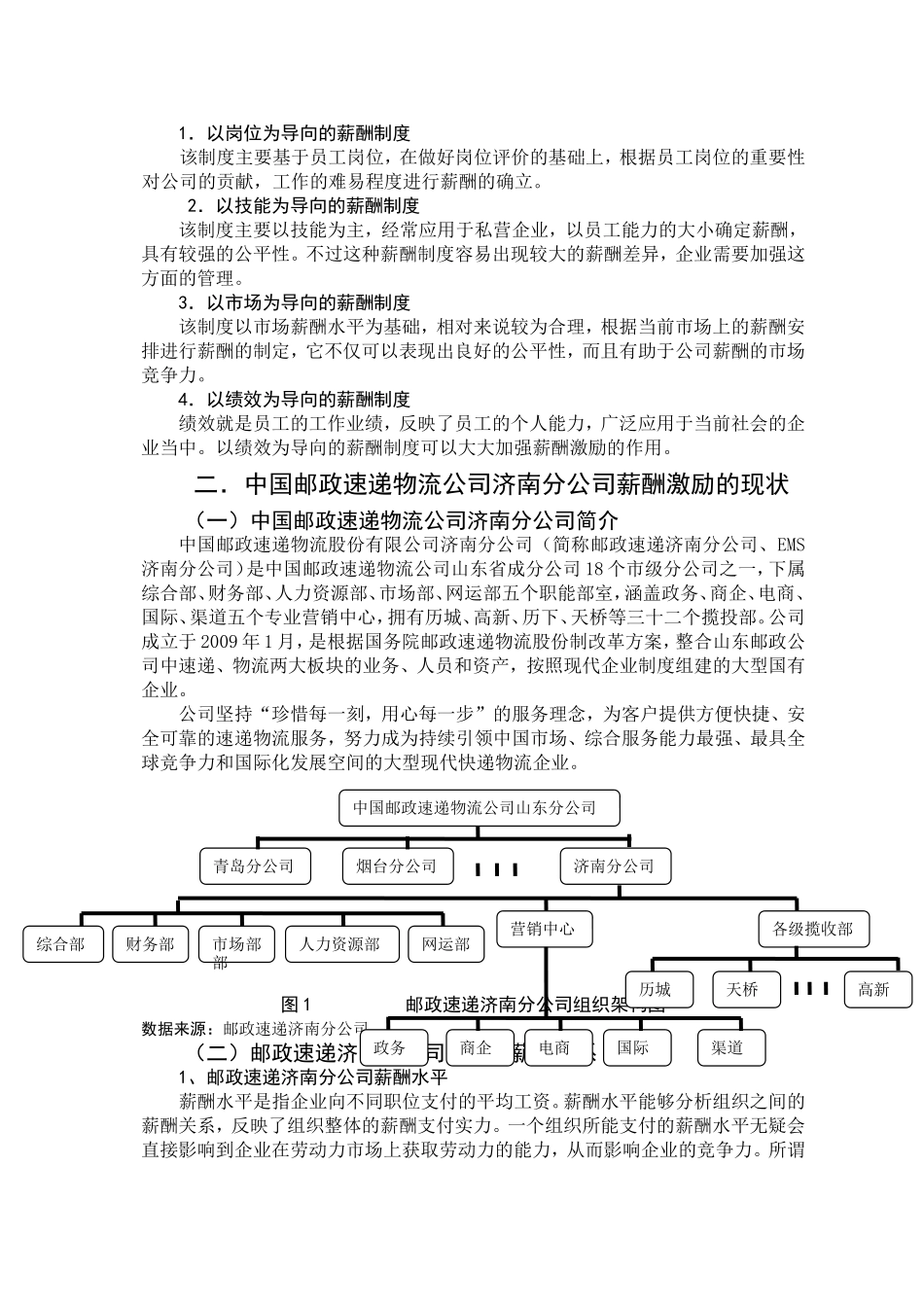 中国邮政速递物流公司济南分公司薪酬激励问题研究  人力资源管理专业_第3页