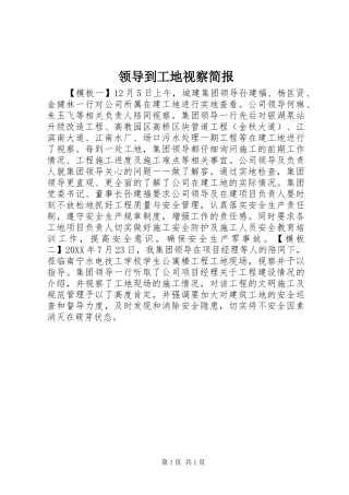 2024年领导到工地视察简报