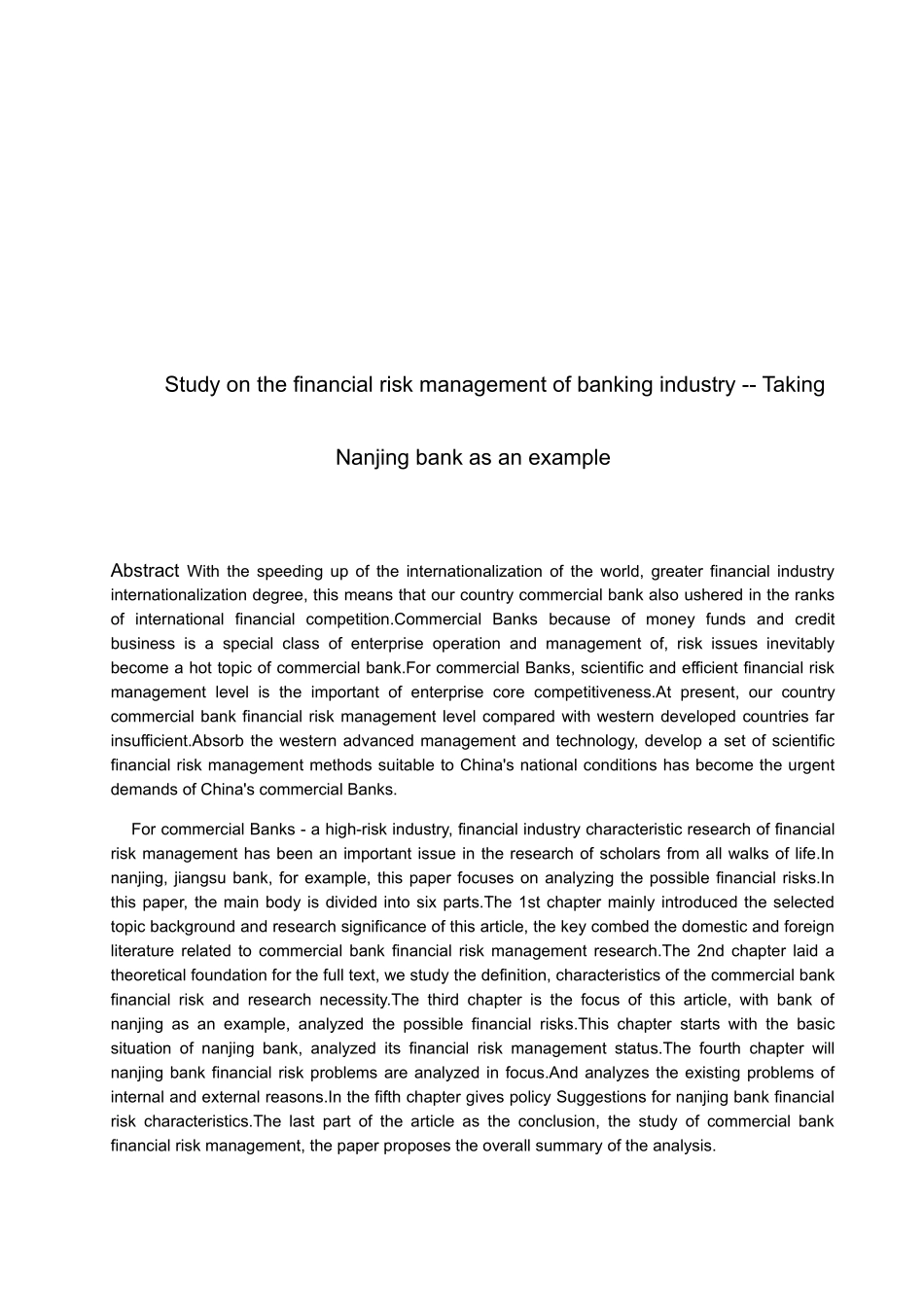 银行业财务风险管理问题研究——以南京银行为例  会计学专业_第2页