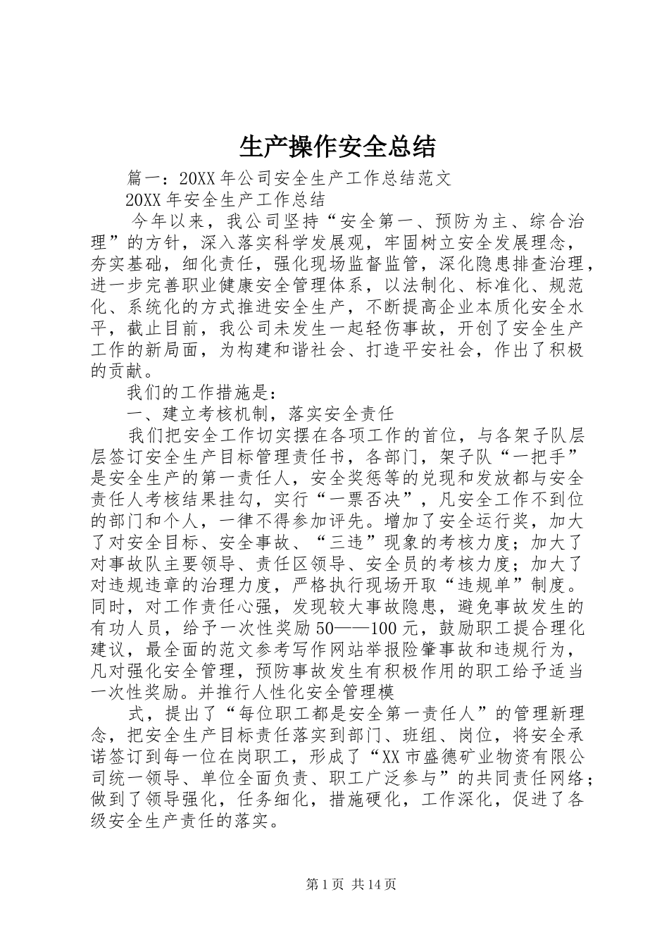 2024年生产操作安全总结_第1页