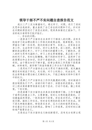 2024年领导干部不严不实问题自查报告范文