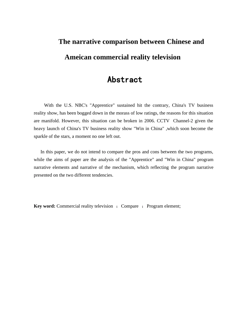 中美电视商业真人秀节目叙事学研究分析——以《学徒》与《赢在中国》为例  综艺编导专业_第2页