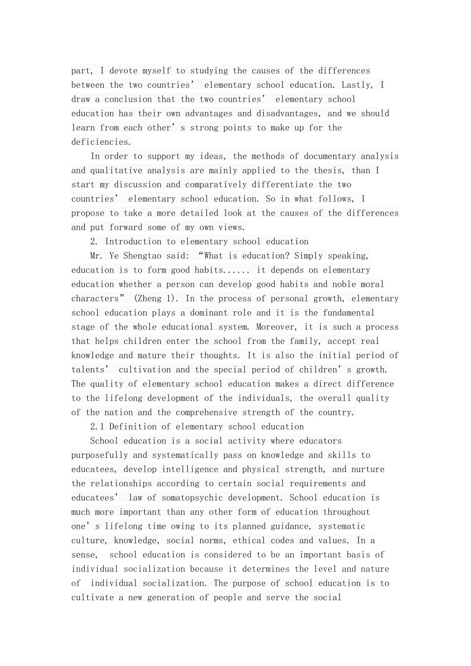 中美小学学校教育的比较研究分析  教育教学专业_第3页