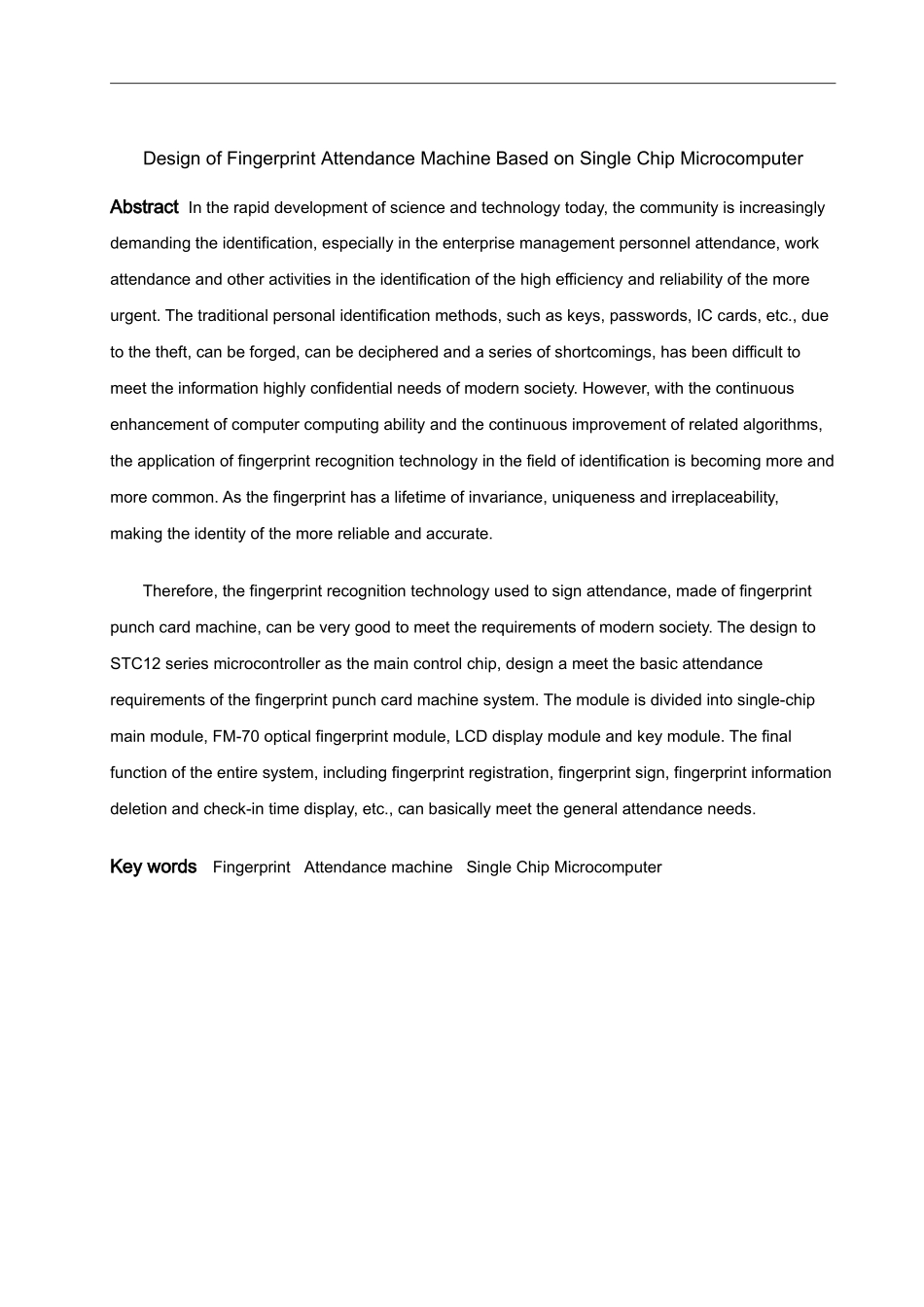 基于单片机的指纹打卡机设计和实现 电子通信技术专业_第2页