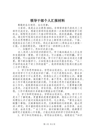 2024年领导干部个人汇报材料