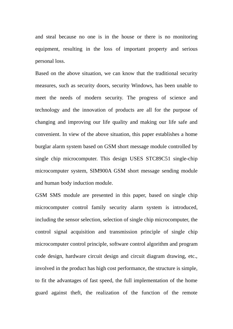 基于单片机控制的GSM短信模块家庭防盗报警系统设计和实现  电气自动化专业_第3页