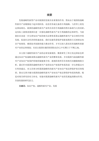 知识产权对发展战略性新兴产业的作用分析研究  工商管理专业