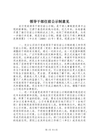 2024年领导干部任前公示制意见