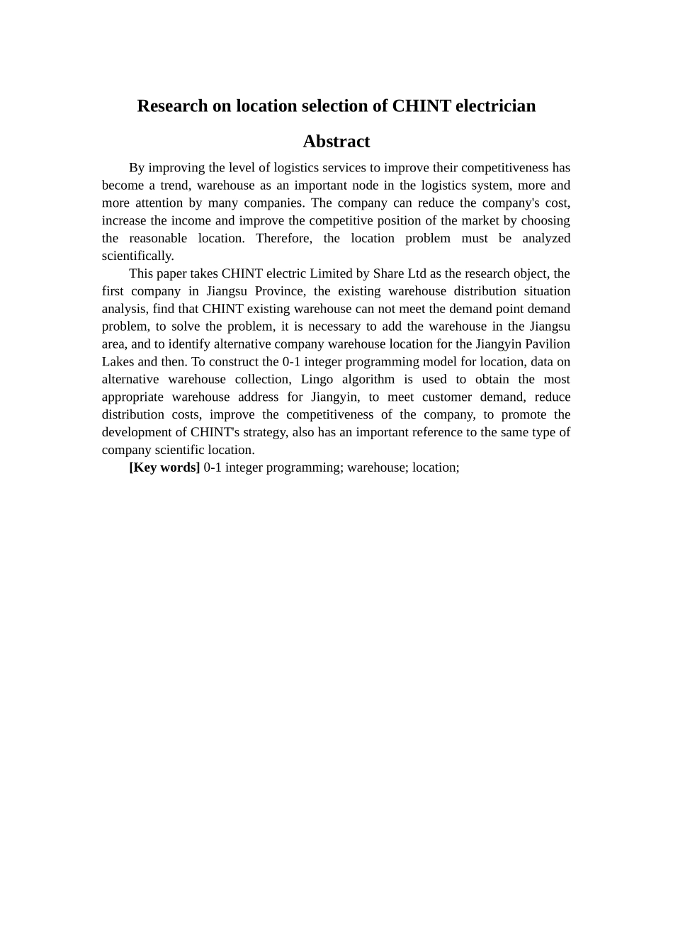 正泰电器股份有限公司江苏地区仓库选址分析研究  物流管理专业_第2页