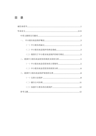 中小股东权益保护研究分析 金融学专业