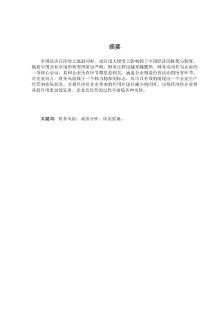 中小企业财务风险的防范问题研究分析 会计学专业