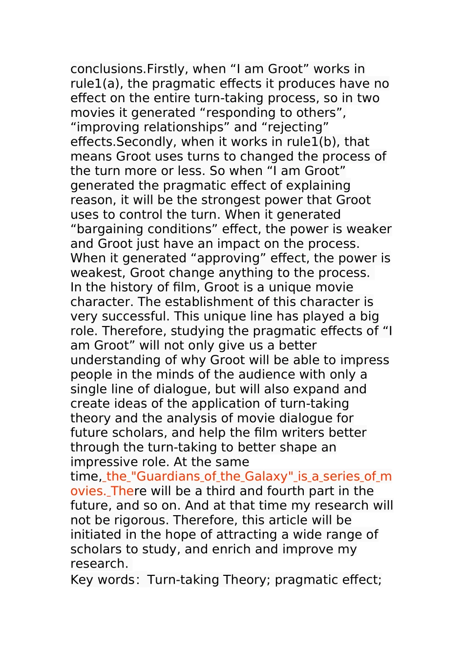 基于话轮转换理论的“I am Groot”的语用效果  英语教学专业_第3页