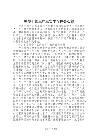 2024年领导干部三严三实学习体会心得