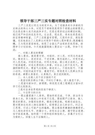 2024年领导干部三严三实专题对照检查材料