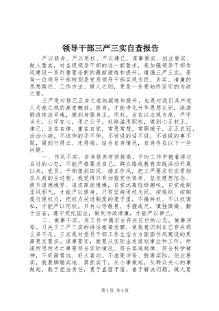 2024年领导干部三严三实自查报告