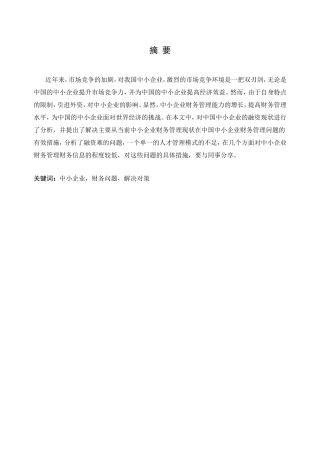 中小企业财务管理存在的问题及解决对策分析研究  会计学专业