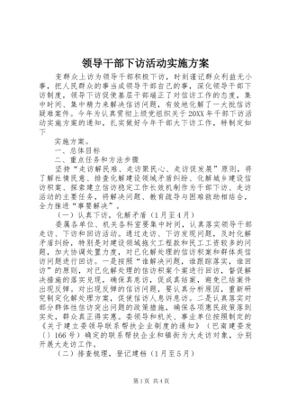 2024年领导干部下访活动实施方案