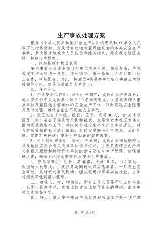 2024年生产事故处理方案
