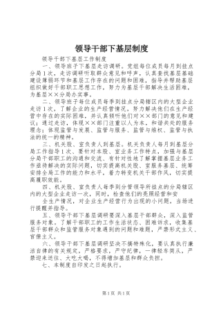 2024年领导干部下基层制度