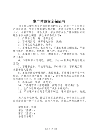 2024年生产体验安全保证书