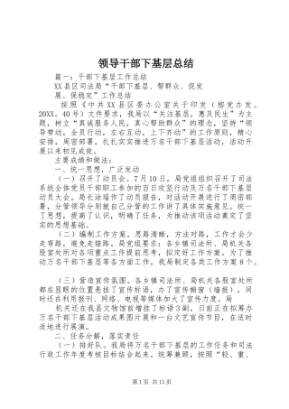 2024年领导干部下基层总结