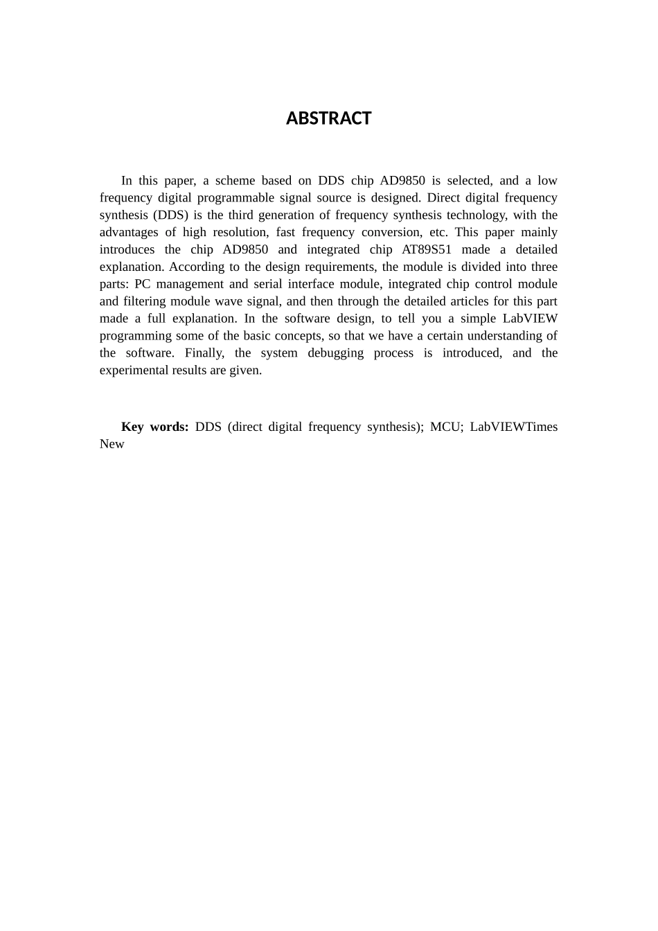 低频数字程控信号源的设计和实现  电子通信技术管理专业_第2页