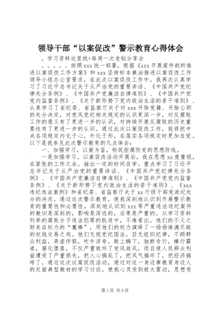 2024年领导干部以案促改警示教育心得体会