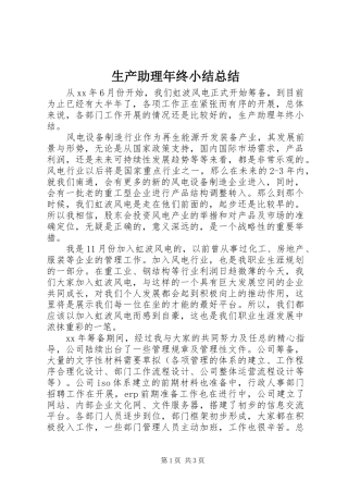 2024年生产助理年终小结总结