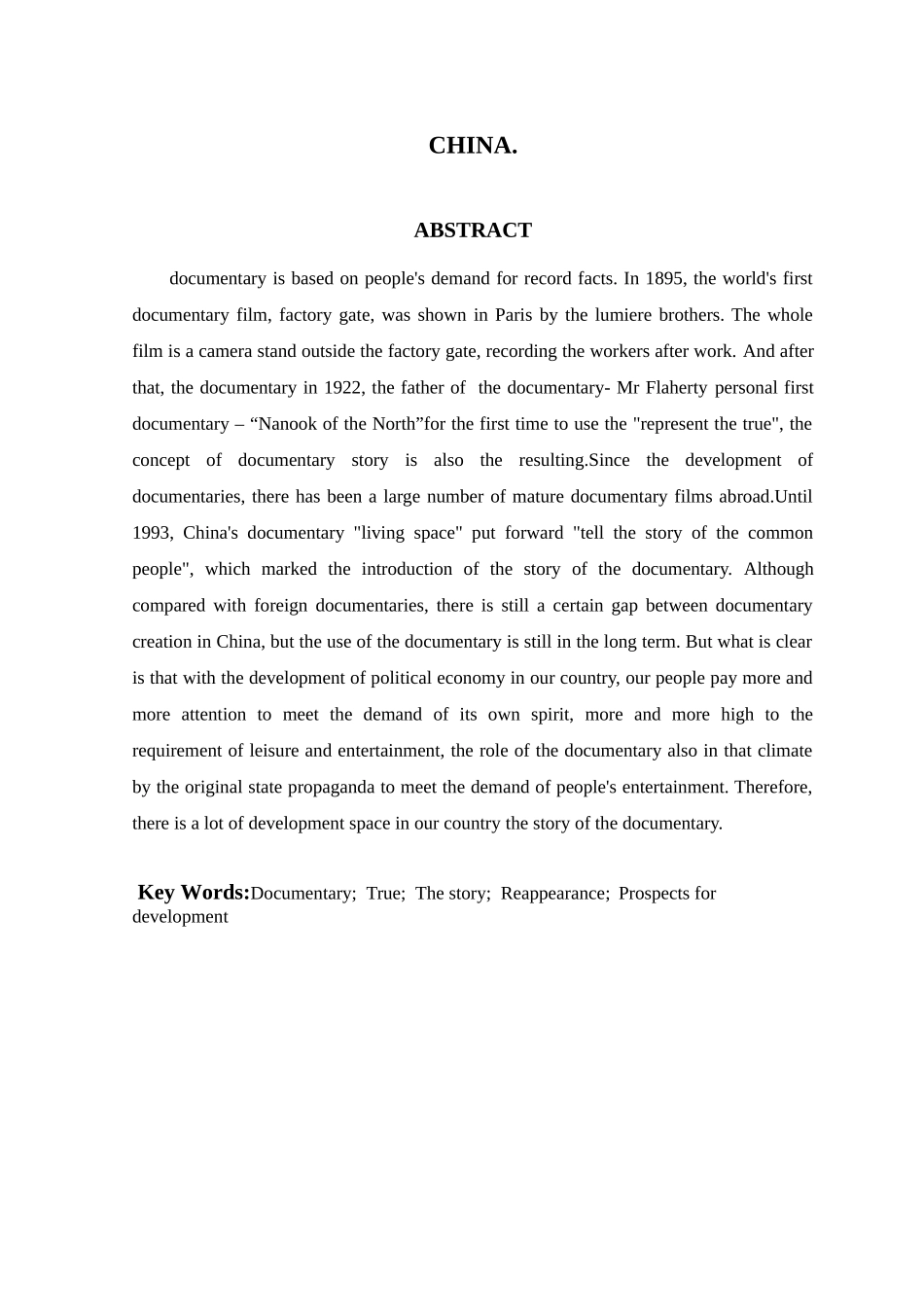 浅析纪录片的故事化手段在我国的发展前景分析研究 影视编导专业_第3页