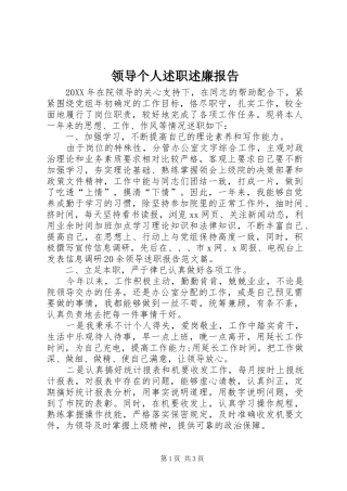 2024年领导个人述职述廉报告