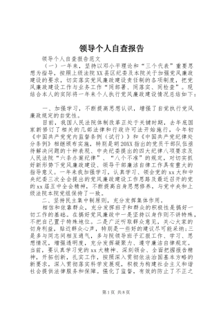 2024年领导个人自查报告