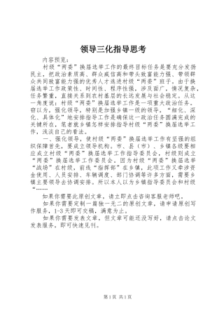 2024年领导三化指导思考