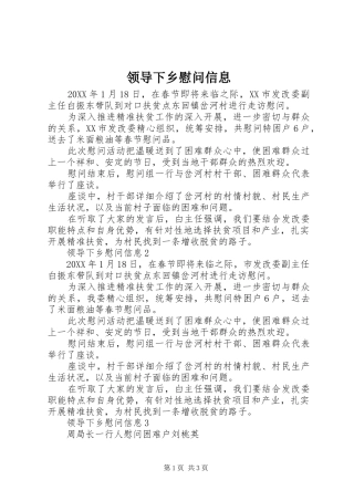 2024年领导下乡慰问信息