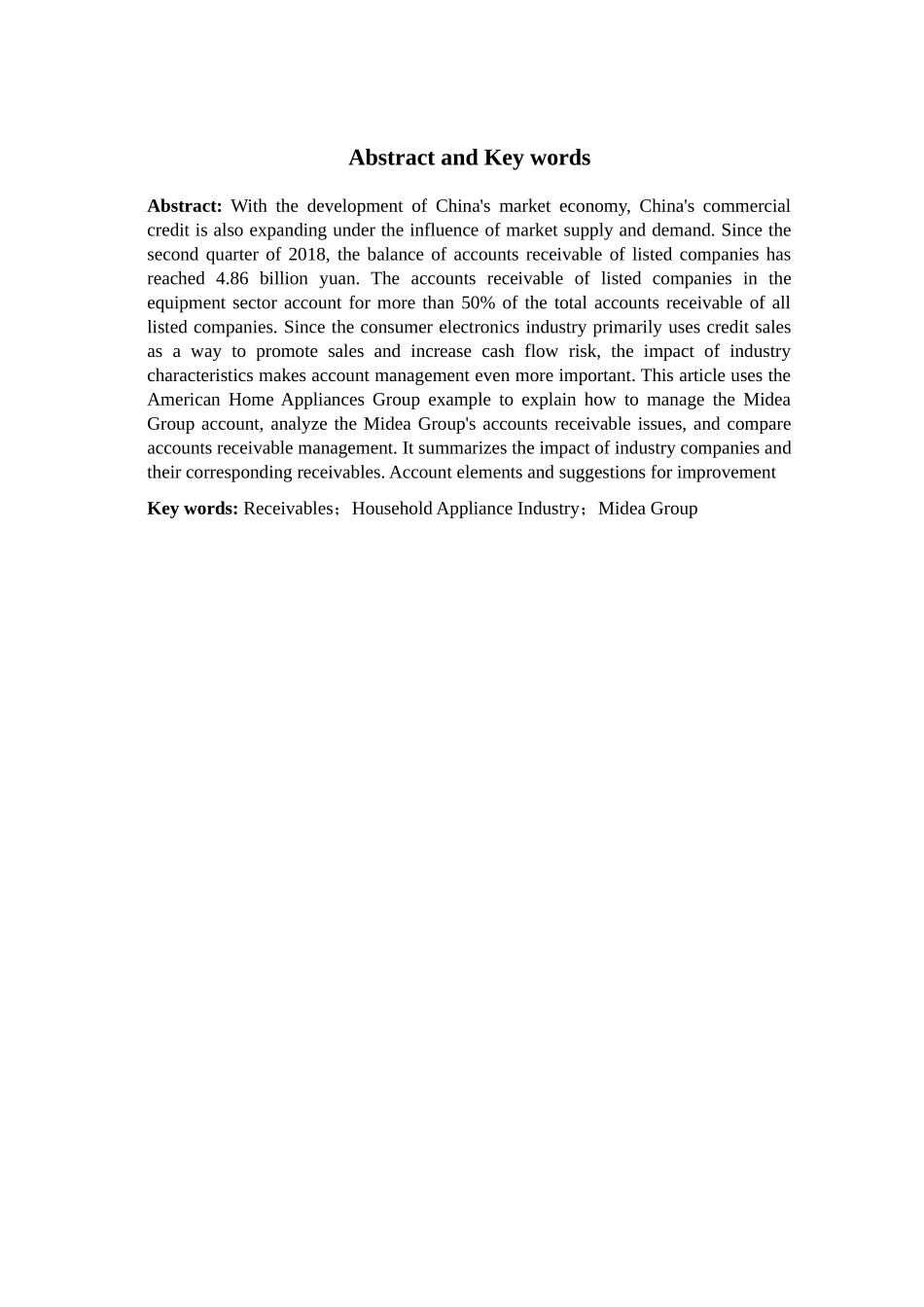 我国家电行业应收账款管理问题研究以美的集团为例  财务管理专业_第2页