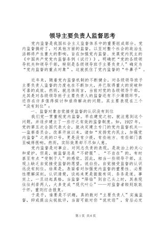 2024年领导主要负责人监督思考