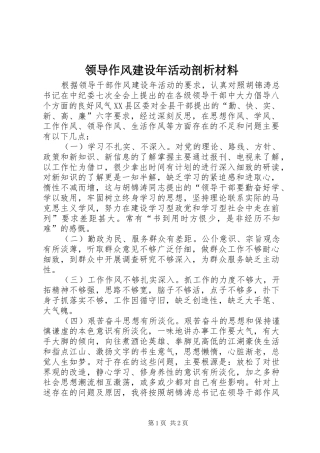 2024年领导作风建设年活动剖析材料
