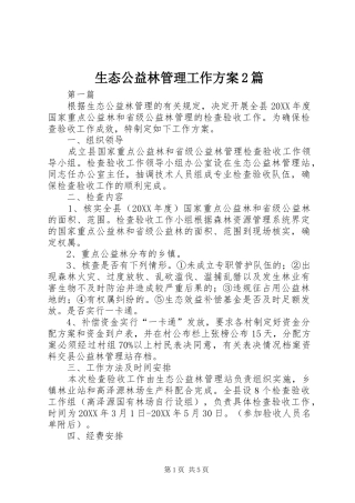 2024年生态公益林管理工作方案篇