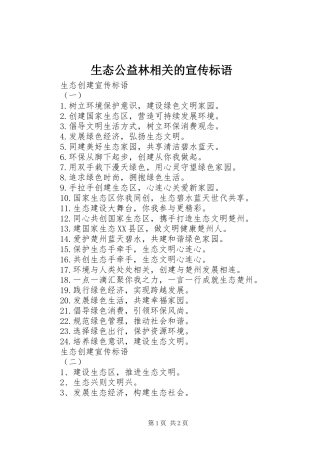 2024年生态公益林相关的宣传标语