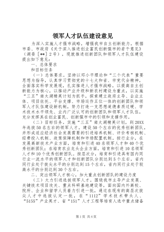 2024年领军人才队伍建设意见