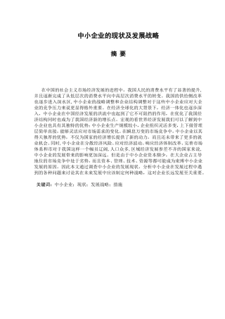 中小企业的现状及发展战略分析研究  工商管理专业