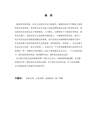 市场营销专业 龙泉宝剑（企业）品牌推广策略分析研究