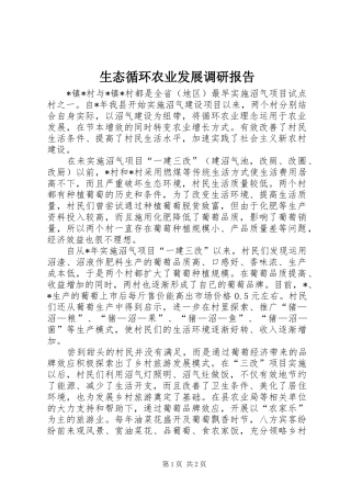 2024年生态循环农业发展调研报告