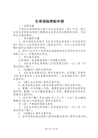 2024年生育保险津贴申领