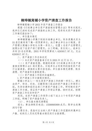 2024年柳埠镇窝铺小学资产清查工作报告