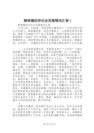 2024年柳林镇经济社会发展情况汇报