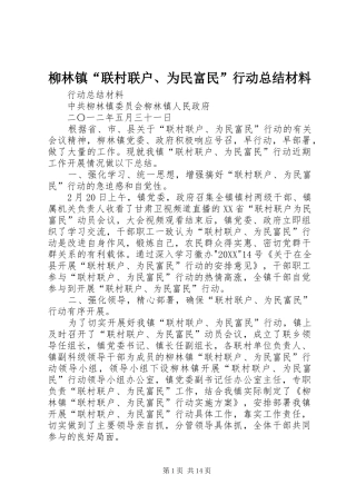 2024年柳林镇联村联户为民富民行动总结材料