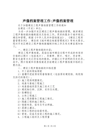 2024年声像档案管理工作声像档案管理