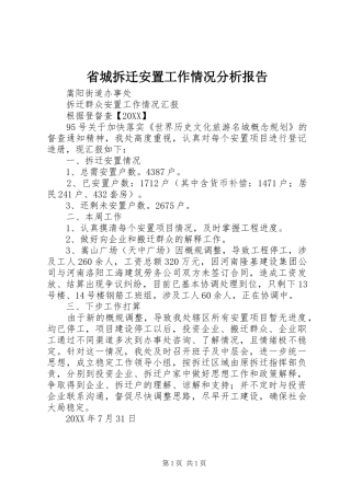 2024年省城拆迁安置工作情况分析报告